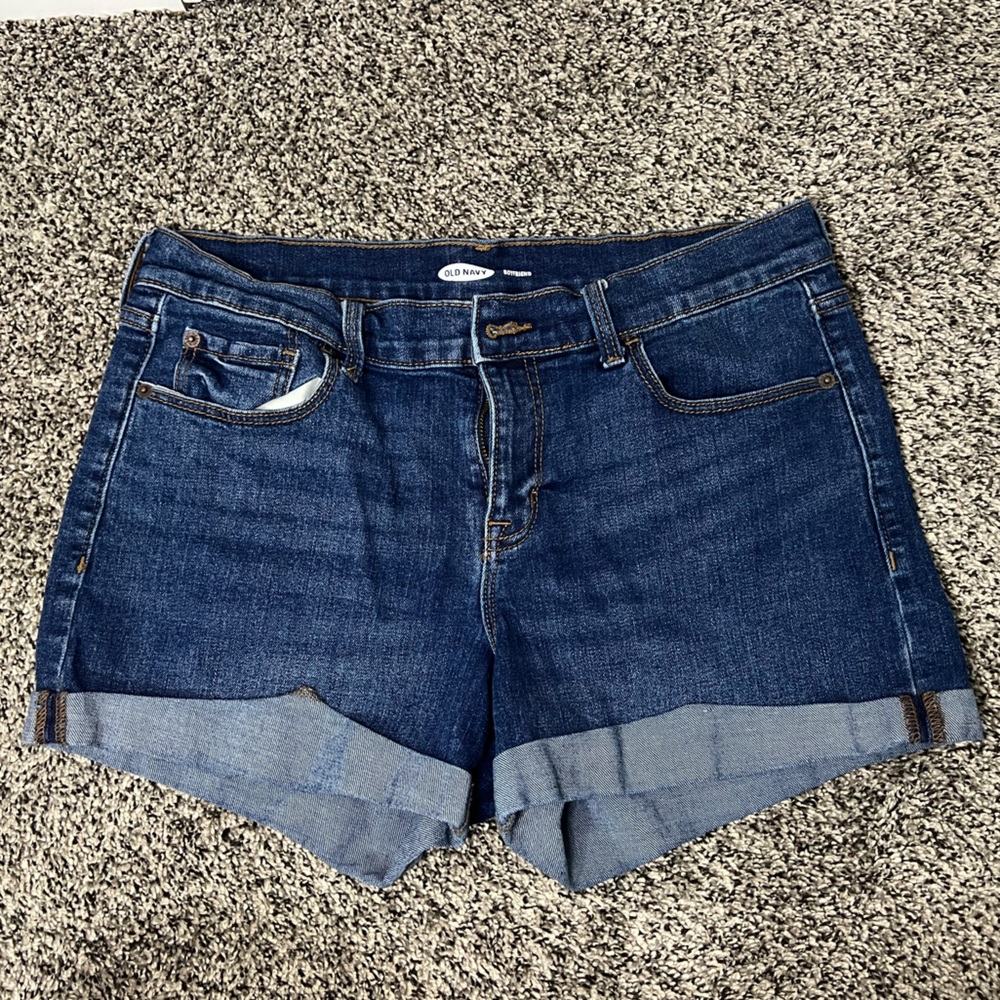 Old Navy Womens Boyfriend Mid Rise Blue Jean Shorts Size 8 Medium Wash